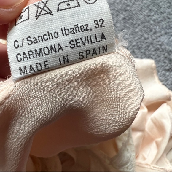 Vintage Silk Lace Slip Dress Nightgown Made in Spain Ivory Peach 42 Small Medium - Picture 15 of 16